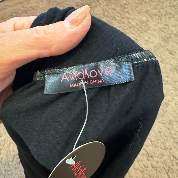 Avid Love Black Tank Top Cami Sleep Shirt Y Back Stretch L NEW - Picture 2 of 6
